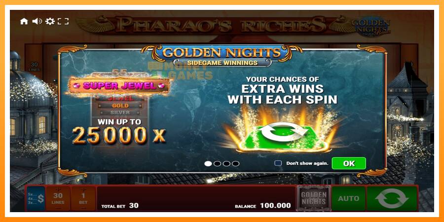 ลองสัมผัสเครื่องดูครับ Pharaos Riches Golden Nights, รูปภาพ 1: เล่นเพื่อเงิน