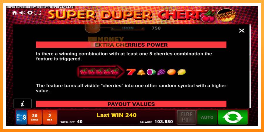 ลองสัมผัสเครื่องดูครับ Super Duper Cherry Red Hot Firepot, รูปภาพ 5: เล่นเพื่อเงิน