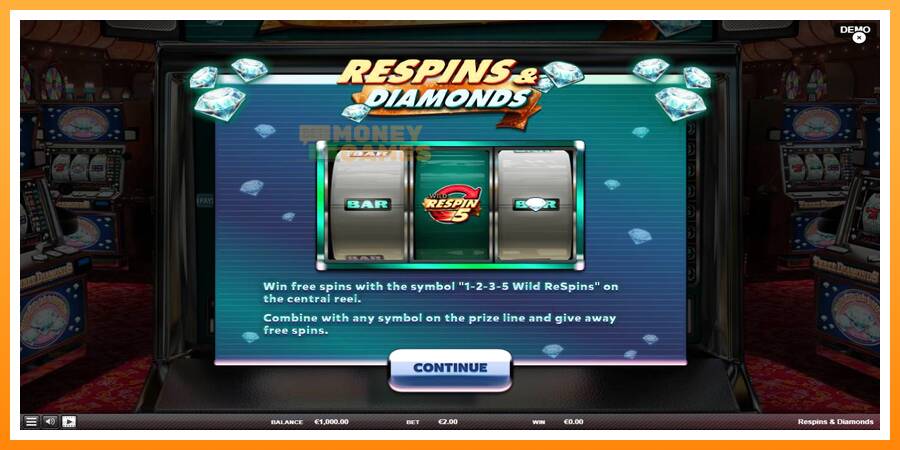 ลองสัมผัสเครื่องดูครับ Respins Diamonds, รูปภาพ 1: เล่นเพื่อเงิน