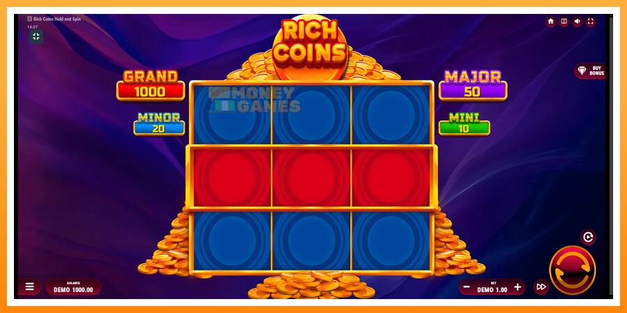 ลองสัมผัสเครื่องดูครับ Rich Coins Hold and Spin, รูปภาพ 1: เล่นเพื่อเงิน