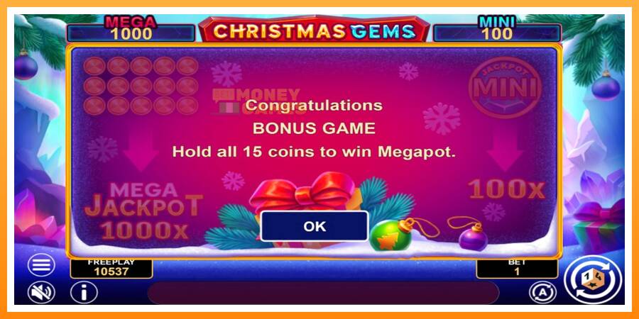 ลองสัมผัสเครื่องดูครับ Christmas Gems Hold & Win, รูปภาพ 6: เล่นเพื่อเงิน