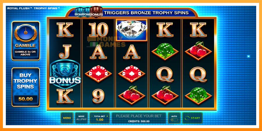 ลองสัมผัสเครื่องดูครับ Royal Flush Trophy Spins, รูปภาพ 1: เล่นเพื่อเงิน