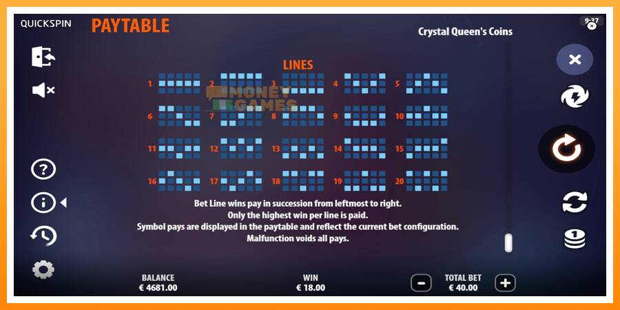 ลองสัมผัสเครื่องดูครับ Crystal Queens Coins, รูปภาพ 7: เล่นเพื่อเงิน