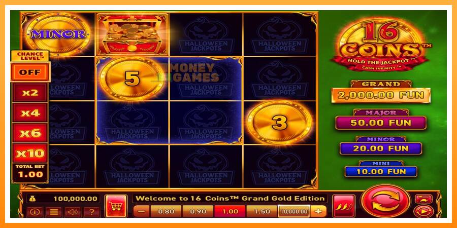 ลองสัมผัสเครื่องดูครับ 16 Coins Grand Gold Edition Halloween Jackpots, รูปภาพ 1: เล่นเพื่อเงิน