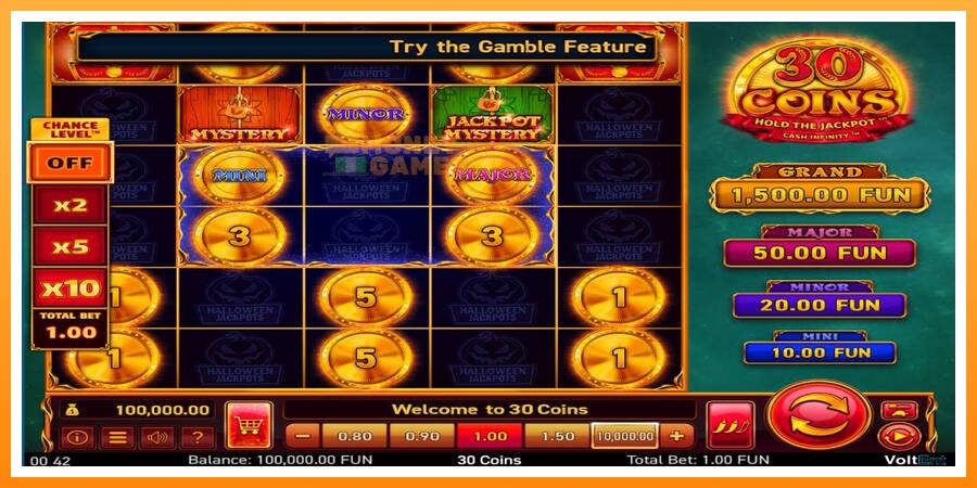 ลองสัมผัสเครื่องดูครับ 30 Coins Halloween Jackpots, รูปภาพ 1: เล่นเพื่อเงิน