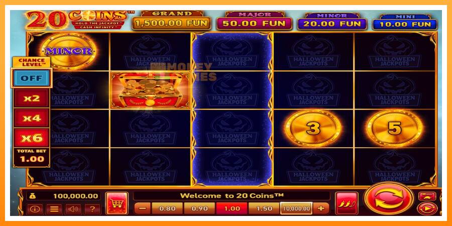 ลองสัมผัสเครื่องดูครับ 20 Coins Halloween Jackpots, รูปภาพ 1: เล่นเพื่อเงิน