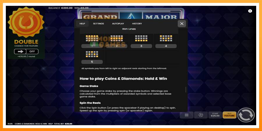 ลองสัมผัสเครื่องดูครับ Coins & Diamonds: Hold and Win, รูปภาพ 7: เล่นเพื่อเงิน