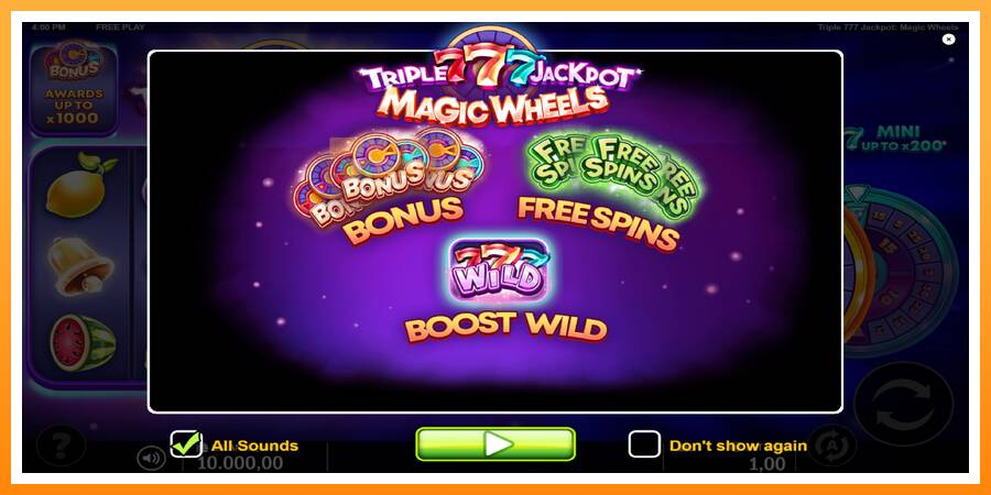 ลองสัมผัสเครื่องดูครับ Triple 777 Jackpot Magic Wheels, รูปภาพ 1: เล่นเพื่อเงิน