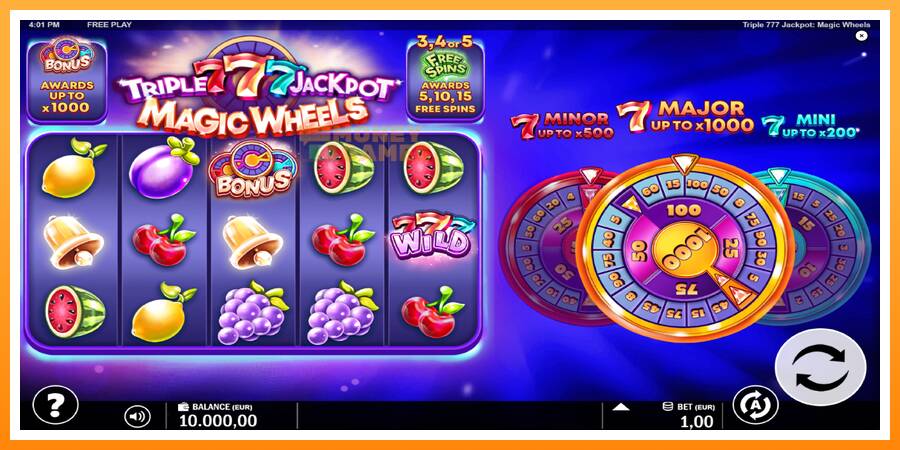 ลองสัมผัสเครื่องดูครับ Triple 777 Jackpot Magic Wheels, รูปภาพ 2: เล่นเพื่อเงิน