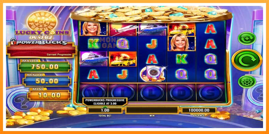 ลองสัมผัสเครื่องดูครับ PowerBucks Wheel of Fortune Lucky Coins On Stage, รูปภาพ 1: เล่นเพื่อเงิน