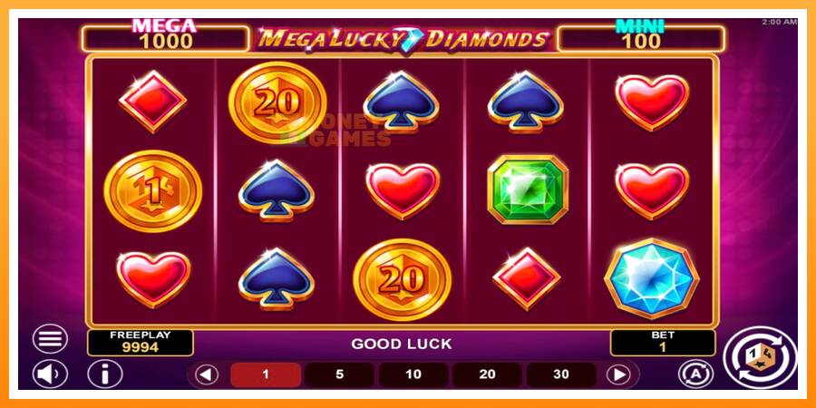 ลองสัมผัสเครื่องดูครับ Mega Lucky Diamonds Hold & Win, รูปภาพ 2: เล่นเพื่อเงิน