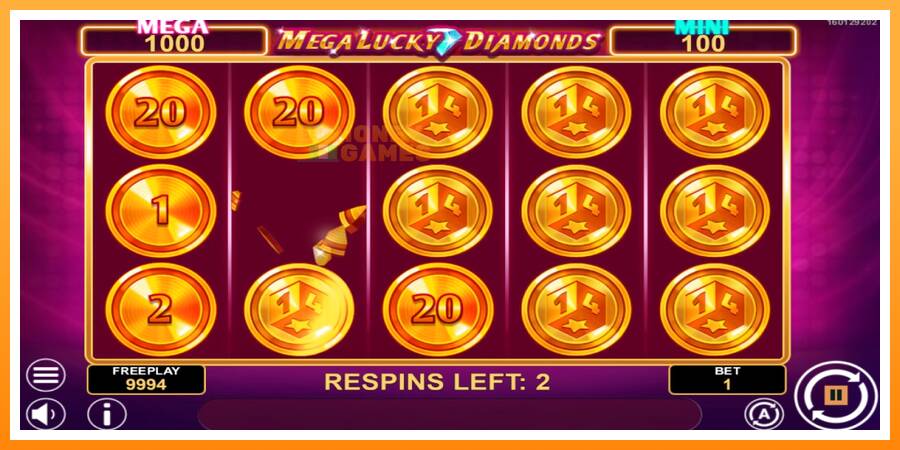 ลองสัมผัสเครื่องดูครับ Mega Lucky Diamonds Hold & Win, รูปภาพ 3: เล่นเพื่อเงิน