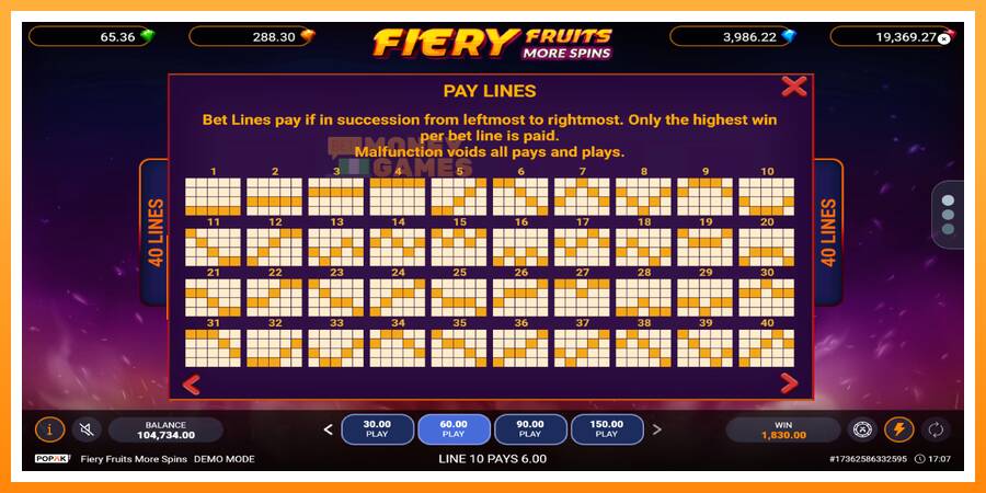 ลองสัมผัสเครื่องดูครับ Fiery Fruits More Spins, รูปภาพ 7: เล่นเพื่อเงิน