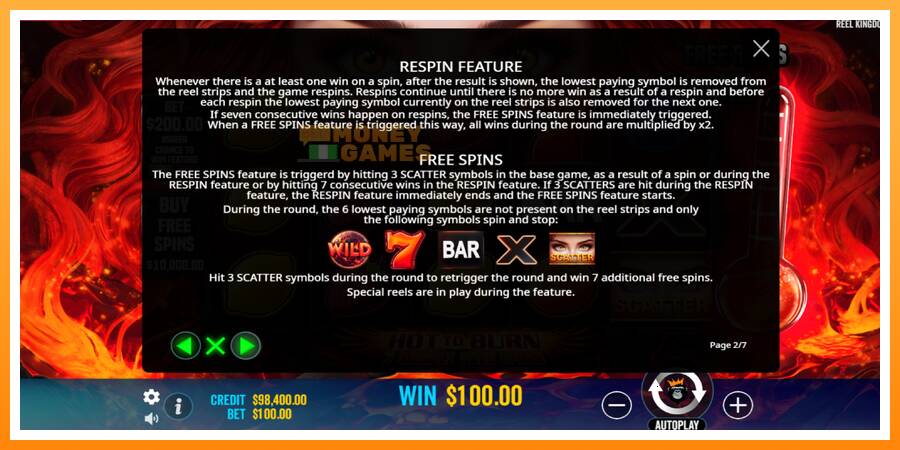 ลองสัมผัสเครื่องดูครับ Hot to Burn - 7 Deadly Free Spins, รูปภาพ 6: เล่นเพื่อเงิน