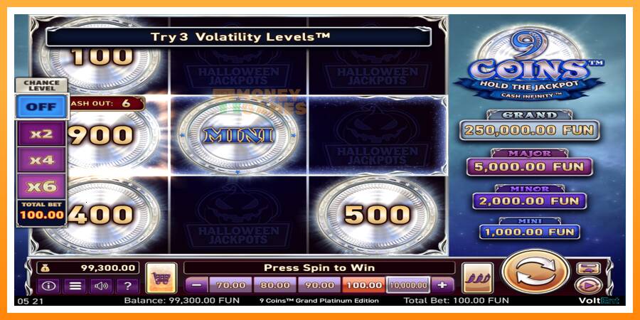 ลองสัมผัสเครื่องดูครับ 9 Coins Grand Platinum Edition Halloween Jackpot, รูปภาพ 2: เล่นเพื่อเงิน