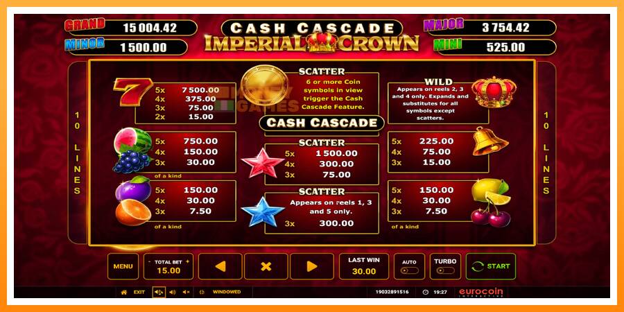 ลองสัมผัสเครื่องดูครับ Cash Cascade Imperial Crown, รูปภาพ 5: เล่นเพื่อเงิน