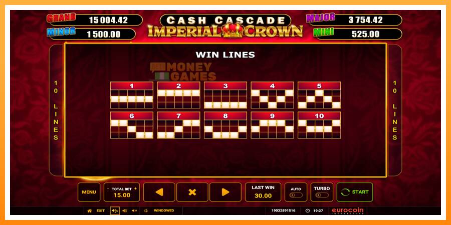 ลองสัมผัสเครื่องดูครับ Cash Cascade Imperial Crown, รูปภาพ 6: เล่นเพื่อเงิน