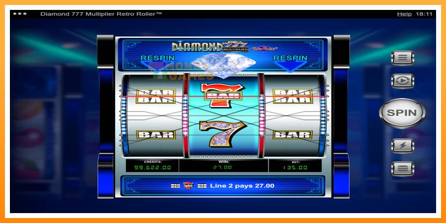 ลองสัมผัสเครื่องดูครับ Diamond 777 Multiplier Retro Roller, รูปภาพ 3: เล่นเพื่อเงิน