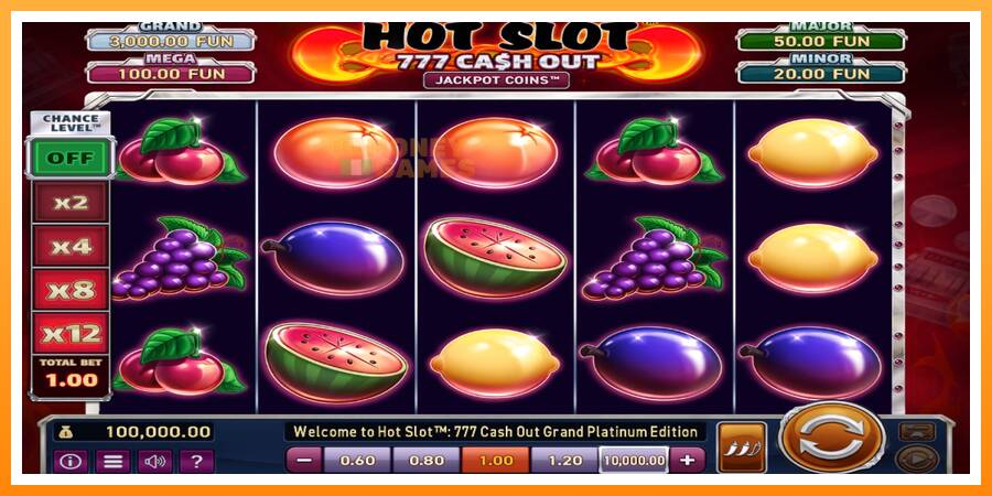 ลองสัมผัสเครื่องดูครับ Hot Slot: 777 Cash Out Grand Platinum Edition, รูปภาพ 1: เล่นเพื่อเงิน