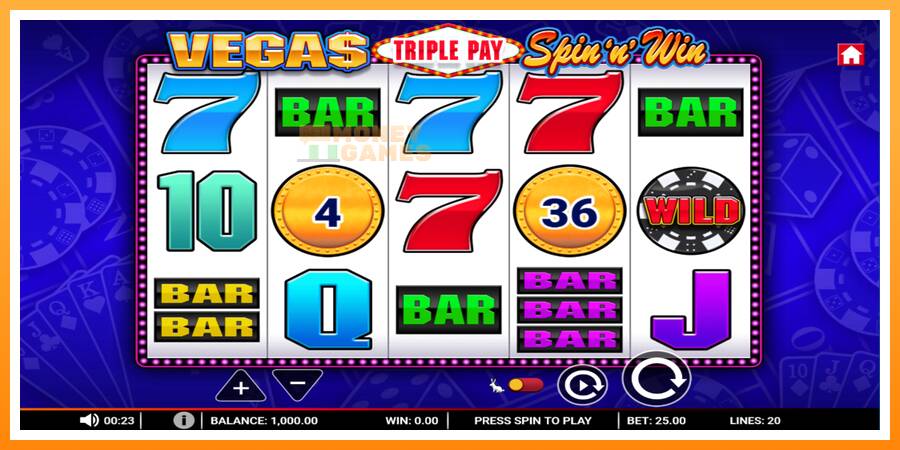 ลองสัมผัสเครื่องดูครับ Vegas Triple Pay Spin n Win, รูปภาพ 1: เล่นเพื่อเงิน