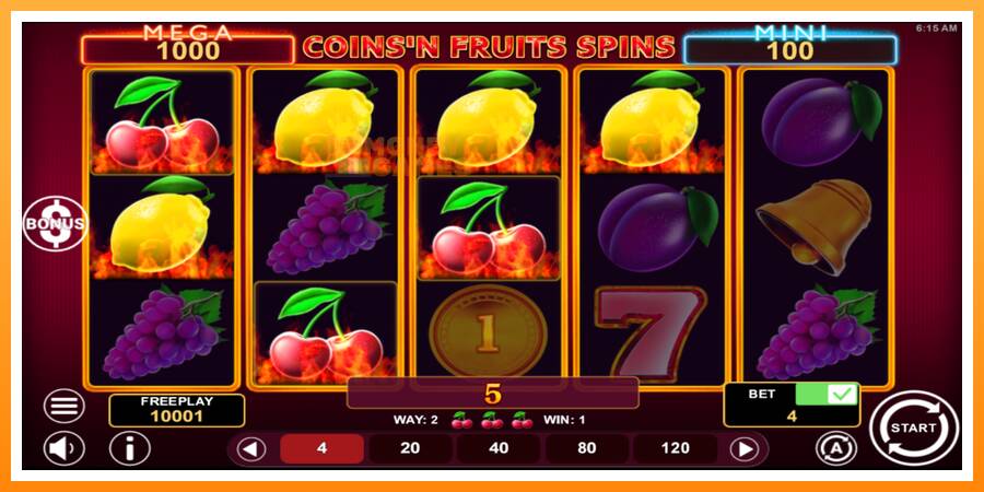 ลองสัมผัสเครื่องดูครับ Coinsn Fruits Spins, รูปภาพ 3: เล่นเพื่อเงิน