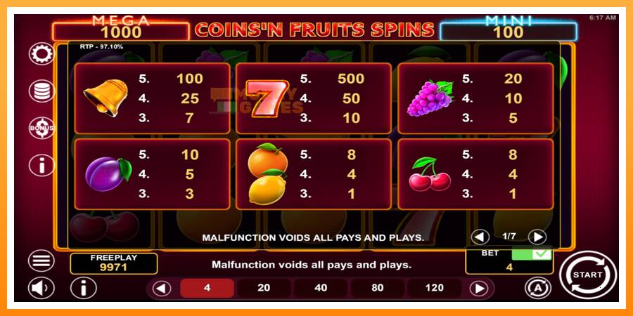 ลองสัมผัสเครื่องดูครับ Coinsn Fruits Spins, รูปภาพ 5: เล่นเพื่อเงิน