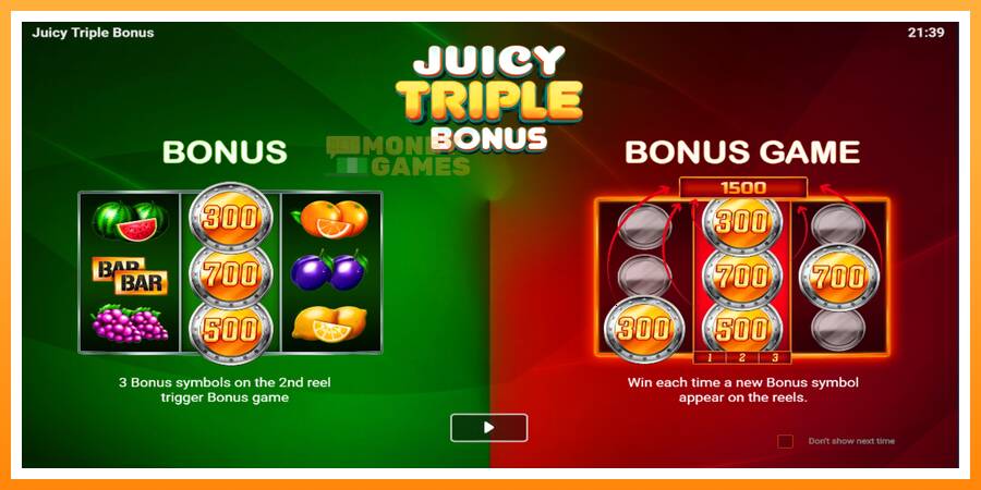 ลองสัมผัสเครื่องดูครับ Juicy Triple Bonus, รูปภาพ 1: เล่นเพื่อเงิน