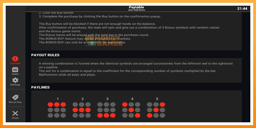 ลองสัมผัสเครื่องดูครับ Juicy Triple Bonus, รูปภาพ 6: เล่นเพื่อเงิน