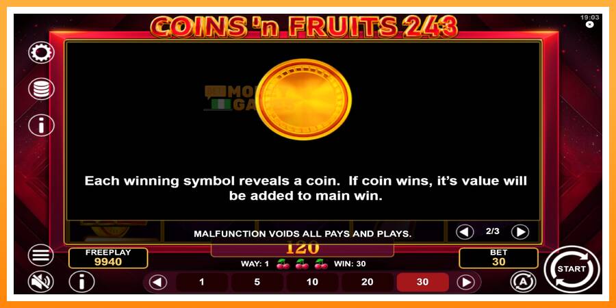 ลองสัมผัสเครื่องดูครับ Coinsn Fruits 243, รูปภาพ 6: เล่นเพื่อเงิน