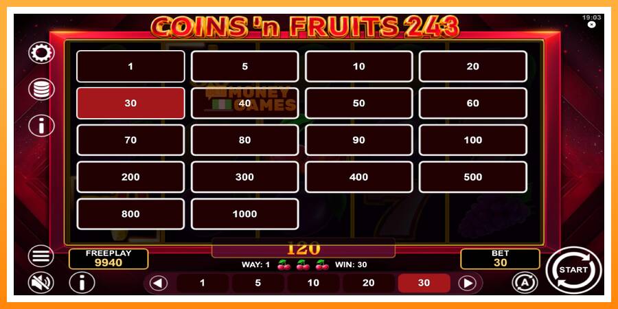 ลองสัมผัสเครื่องดูครับ Coinsn Fruits 243, รูปภาพ 7: เล่นเพื่อเงิน